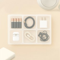 집사람 이중박스 6칸 수납함, 반투명, 1개