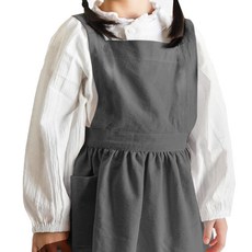 YoungMarket 兒童亞麻圍裙, 1個, 灰色