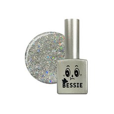 BESSIE 韓國原廠直供 亮片系列 美甲凝膠, GL22 閃耀銀, 11ml, 1瓶