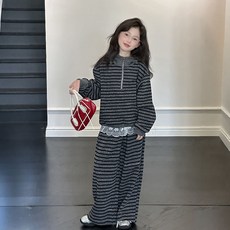 Starbean 長袖半拉鍊連帽上衣 + 蕾絲長褲套裝