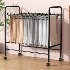 드레스룸 바지 건조 이동식 행거 60cm + 옷걸이 20p 세트 BRP146, 블랙