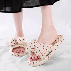 Objet Maison 三層緩衝草莓蝴蝶結棉質拖鞋, 1個, 白色