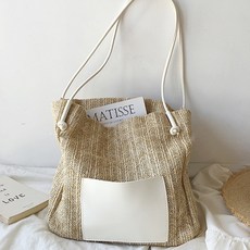 소리달 여성용 버기 밀짚 라탄 숄더 토트백