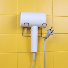 Living Home Detail 免打孔 不鏽鋼 黏貼式 吹風機掛架, 銀, 1個