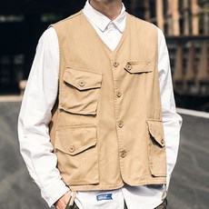 Market A 男款大口袋V領鈕扣背心