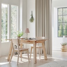 Miso Home 亞麻感記憶四季掛鉤式遮光窗簾 2p, 象牙白