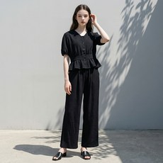 부루앤쥬디 브이넥 블라우스+팬츠 셋업 BOSEST502B