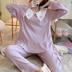 Damon孕婦花朵翻領睡衣上下套裝 nso619