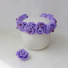 大玫瑰骨灰罈花環裝飾 + 迷你花瓶, 紫色