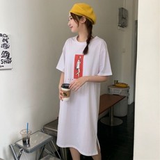 피어니스트 워킹 반팔 캐주얼 미디 원피스 빅사이즈 포함