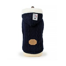 I Love Pet 皮革補丁連帽寵物針織衫, 海軍藍