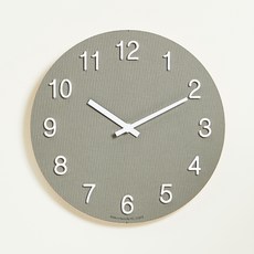 HC 平面木質圓形3D數字靜音掛鐘 26cm, 深灰色