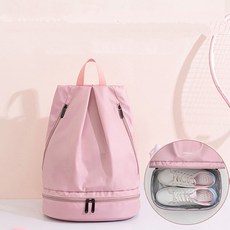 女款鞋子收納瑜珈運動後背包, 02 蜜桃粉