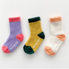아도르베베 아동용 마카롱 골지 양말 3종 세트