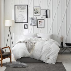 GOOSE&HOME Signature 波蘭鵝絨90 Supima 100支紗棉被套組 350g 換季用, 白色