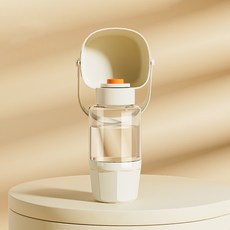 파스텔펫 반려동물 핸들 휴대용 급수식기, 아이보리, 1개