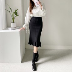 女款針織羅紋長裙