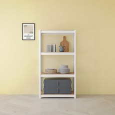 홈던트하우스 업그레이드형 무볼트 철제 선반, 화이트, 4단