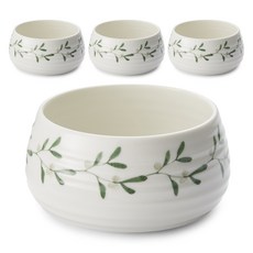 Portmeirion Sophie Conran 槲寄生配菜碗, 白+綠, 4個