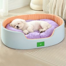 딩동펫 반려동물 폭신 솜솜 쿠션 방석 타원형, 블루, 1개