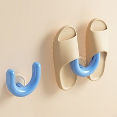 Alleophom 吸盤式U型拖鞋鞋架 10.8 x 10.9 cm, 2個, 藍色