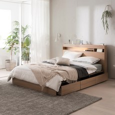 리바트 필로시 멀티수납 침대 목대 특수규격 바닥판 공용서랍 3p 방문설치, 오크(침대)