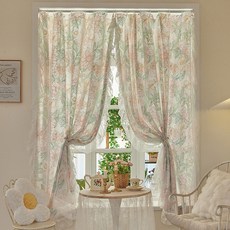 G&Y 法式花卉豐富蕾絲雙層窗簾, 花田