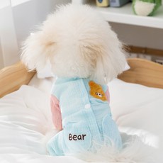 Puppy Dream 狗狗動物貼飾拼色袖連身衣 10038, 藍色, 1個