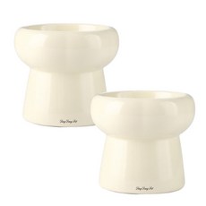 DING DONG PET 寵物陶瓷架高飼料碗, 白色, 2個