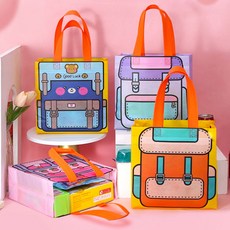 書包造型不織布購物袋 4款 x 5入組