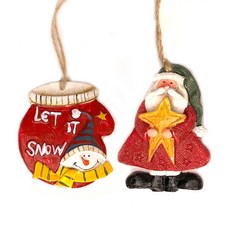 MODACore 摩達客 聖誕樹脂藝術創作裝飾吊飾-紅手套抱星老公, 紅色, 9 x 6cm, 1組