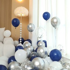 P&B UNITY 氣球 50入組 藍色, 10 深藍色與銀色亮片 4色混合, 1套