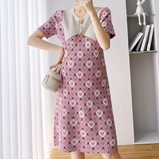 方格愛心針織短袖孕婦裝