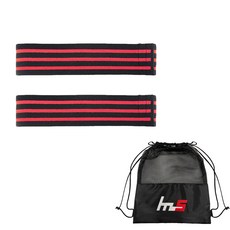 居家訓練瑜珈深蹲彈力帶 2入 + 專用收納袋組合 YGYP-260, 紅色