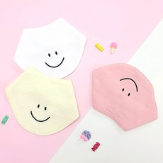 woojooi 嬰幼兒用微笑楊柳棉三角圍兜口水巾3件組