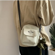 BAOSRE 簡約基本款尼龍斜背托特包, 米色