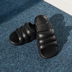 Healing Spot 馬卡龍雲朵厚底室內拖鞋 40~41, 黑色, 1雙