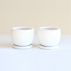 Garden in the City 柔和半球陶器2p, 白色