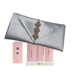 Jiseong 現金聘禮袋款繩結包巾 + 高級聘禮信封, 灰色, 1張
