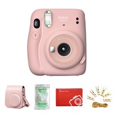 instax 拍立得 迷你11拍立得相機腮紅粉色+專屬皮套粉色+迷你膠卷10p+Origin迷你相冊隨機出貨+寫真線, 單品, 1套