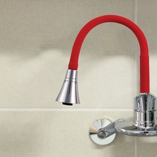 ERTECH 替換用彩色蛇管水龍頭 紅色 一體式, 1個