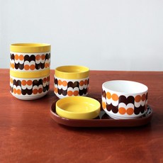 1537 O 椅子 插圖生動色彩韓國食品早午餐情侶套組 9 件套 2 件, 彩盤橢圓+彩盤4p+餐球4p, B型