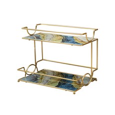 Mabel In Home 奢華浴室雙層置物架, 黃色 + 藍色, 1個