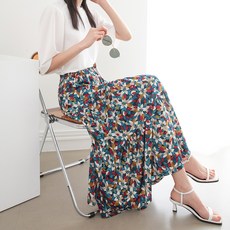 fromco 女款碎花彈性鬆緊帶長版蛋糕裙 FRC192