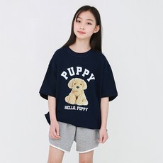 JENNY 女童寬鬆版 Hello Puppy 短袖T恤 JN2046T