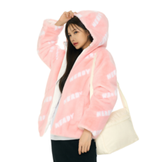 NEDRY 男女共用 Mully 雙面穿 Logo 夾克, 粉紅色(09)