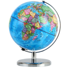 挑戰者英國球地球儀 20 x 25cm, 銀（基礎）