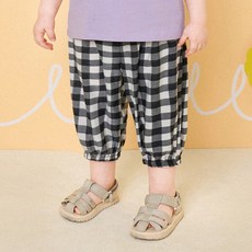 mollimelli 兒童涼感透氣佳Show Me格紋七分涼爽褲