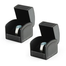 撞色縫線人造皮革手錶收納盒, 2個