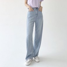 플랜데이 여성용 하이웨스트 와이드 롱 텐셀 데님 팬츠